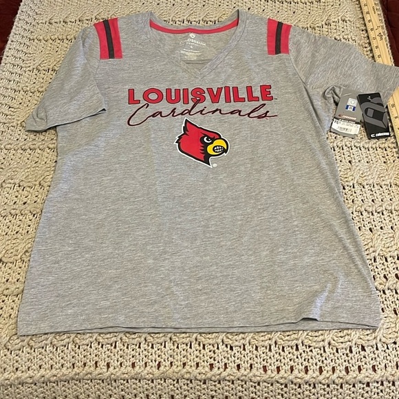 COLOSSEUM Ladies SS , THE CITY LOUISVILLE‎ CARDINALS with LOGO TEE SZ LARGE GRAY - Picture 1 of 12